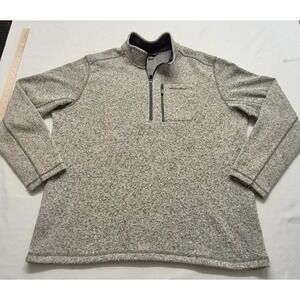 Eddie Bauer Men's Gray 1/4 Zip Long Sleeve Fleece Pullover Sweater Sz 2XL Casual